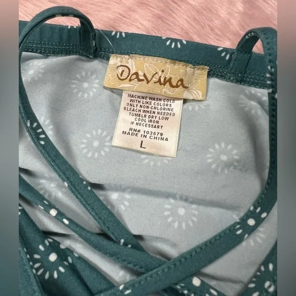 Teal Green Knit Jumpsuit w/Strappy Back Sz L By Davina NWOT - Picture 8 of 8